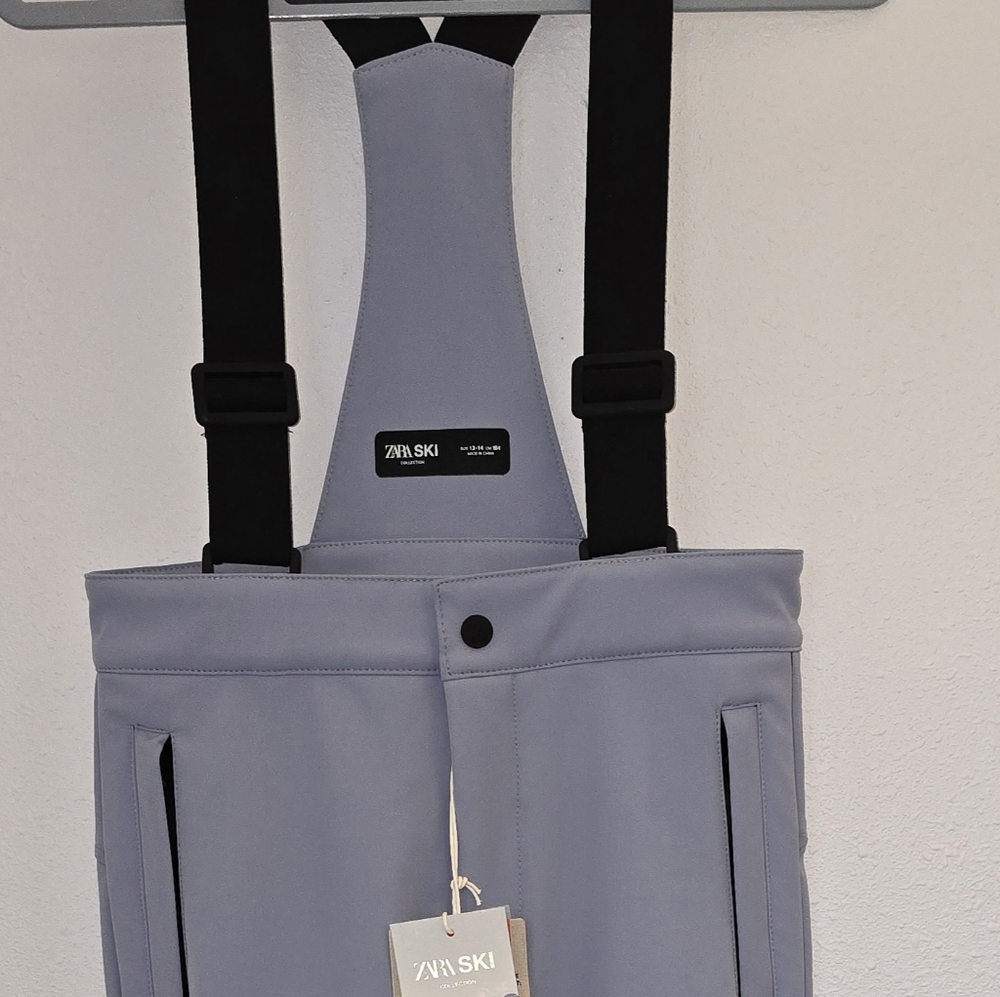 Zara Ski Bibs Kids Gray Ski Pants with Suspenders